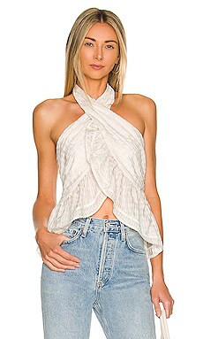 Line & Dot Roselle Wrap Halter Top in Ivory from Revolve.com | Revolve Clothing (Global)