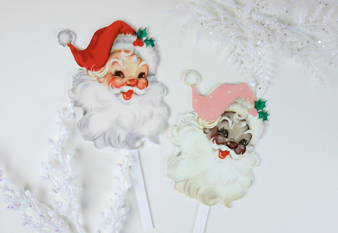 Santa Claus Acrylic Sticks Christmas Decor Vintage Santa - Etsy | Etsy (US)