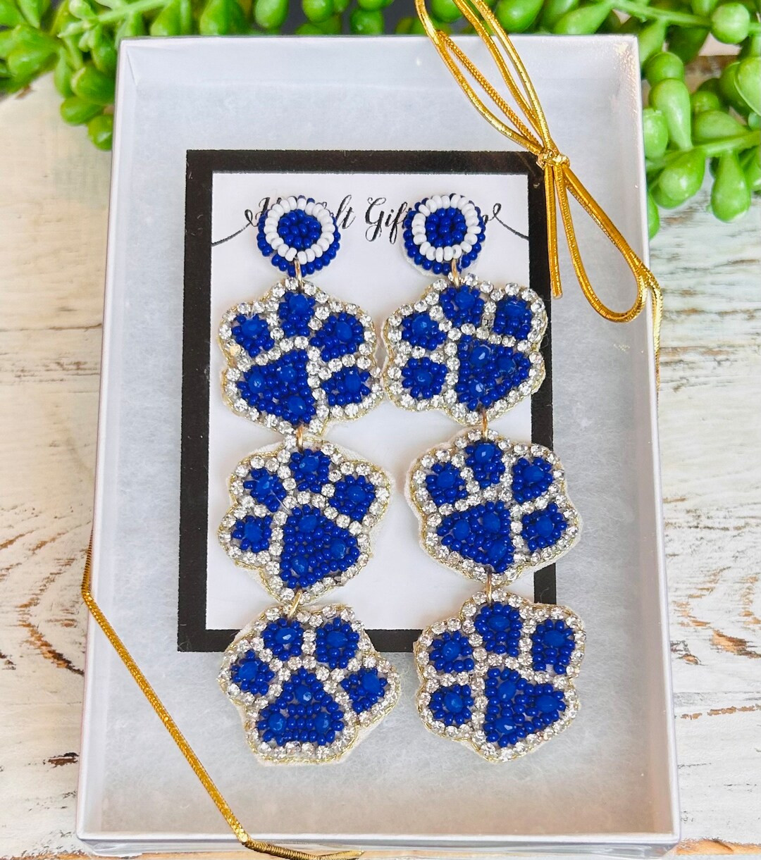 Wildcat Earrings Kentucky Earrings University of Kentucky Graduation Gift Bead Earrings Paw Earri... | Etsy (US)