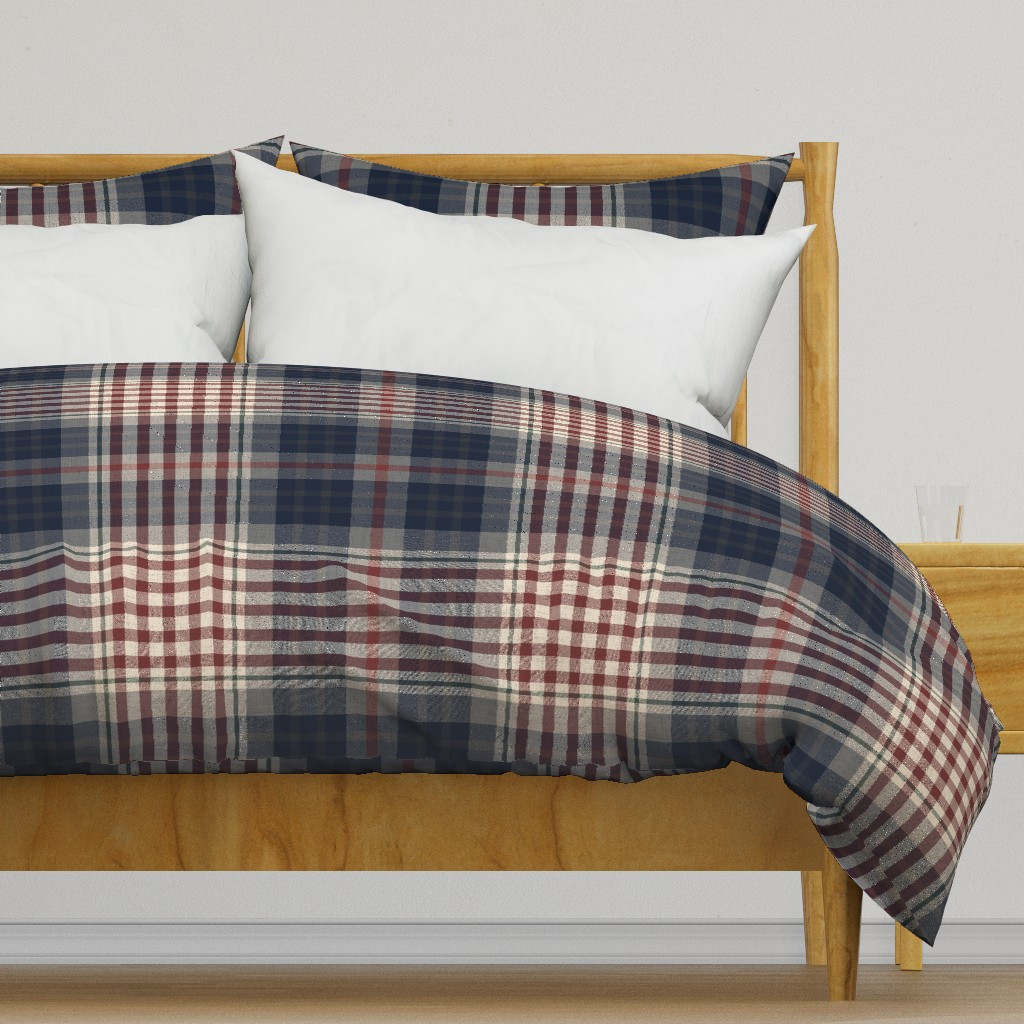 Owen Traditional Tartan Plaid Old Money Navy Burgundy LARGE Duvet Cover | Spoonflower | Spoonflower