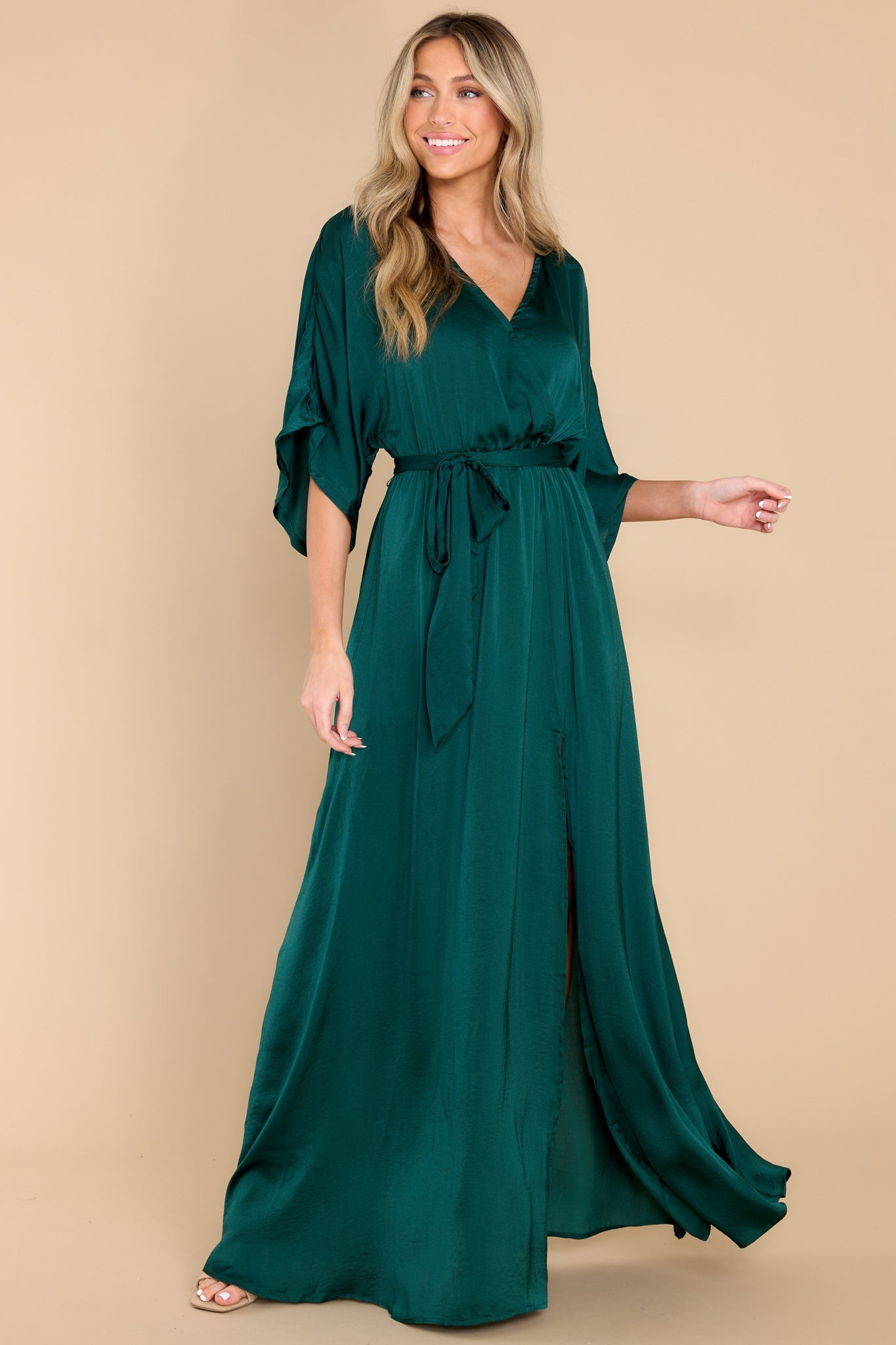 Can't Look Away Hunter Green Maxi Dress | Red Dress 