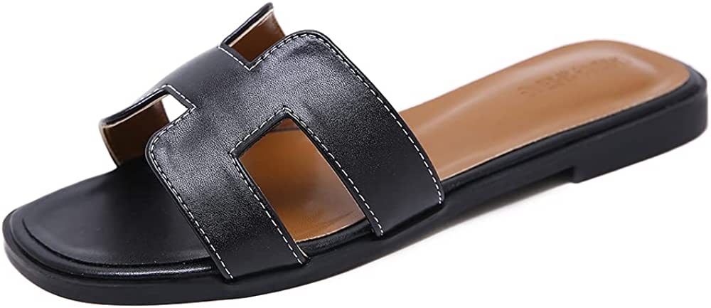 Stratuxx Kaze Womens Sandal Flat Band Slide Sandal,White, Black, Metallic Sandals | Amazon (US)