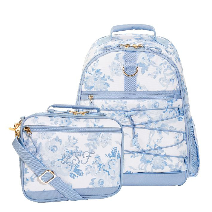 Gear-Up LoveShackFancy Blue Damask Adaptive Backpack & Adaptive Lunch Box Bundle | Pottery Barn Teen