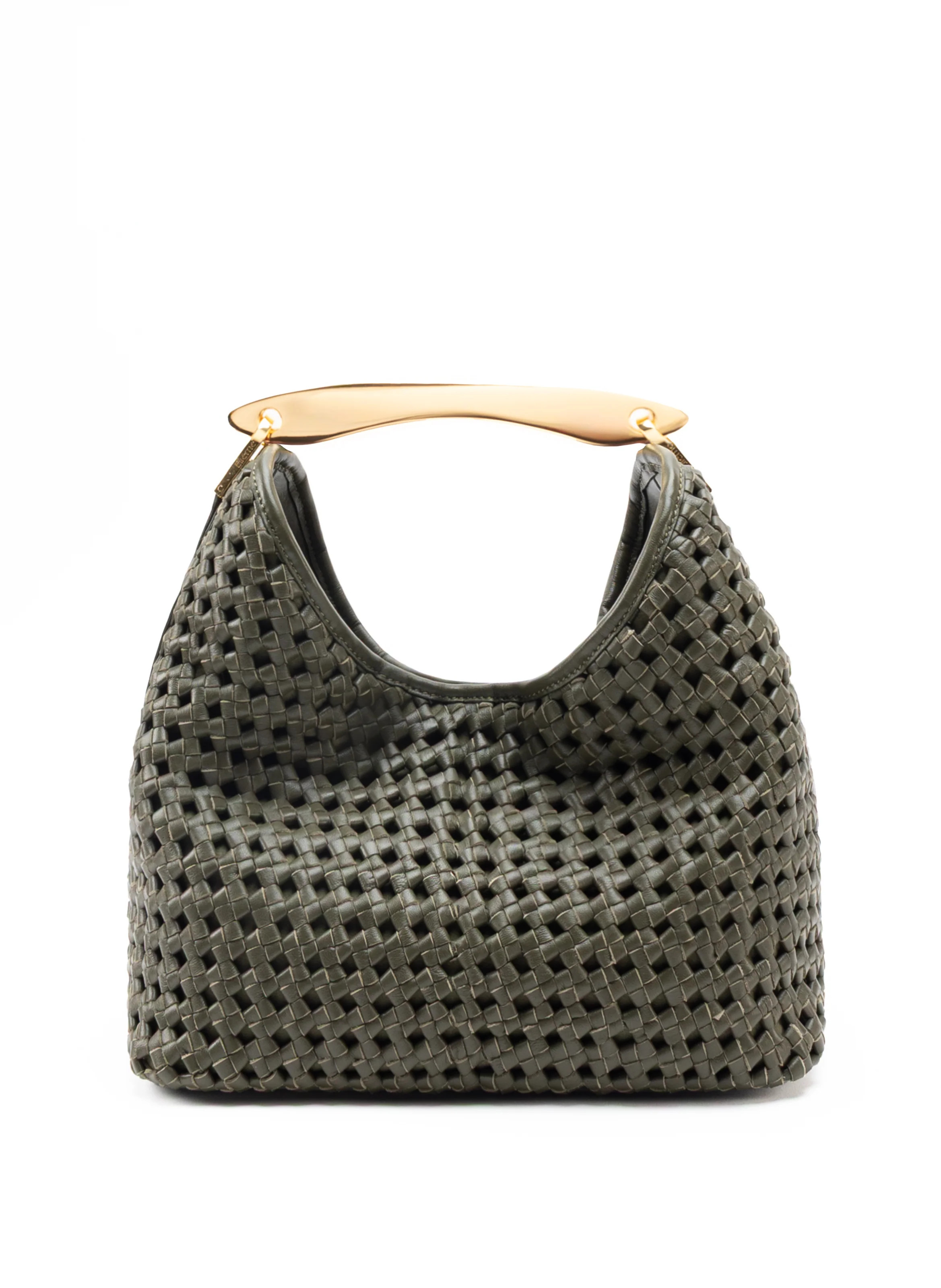 Boomerang Woven Leather Olive Green - Summer Woven Bag - Elleme | Elleme