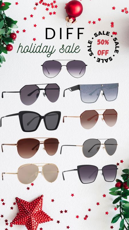 RUN to this sale!! 
DIFF 50% off SITEWIDE! 
Don’t miss out! 
get everyone a gift of DIFF this Christmas! So many cute styles!!

#sale #DIFF #sunglasses #frames #style #aviator #cateye #50%off #under50 

#LTKbeauty #LTKGiftGuide #LTKsalealert