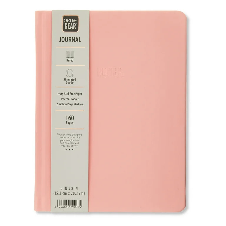 Pen+Gear Simulated Suede Journal, Peach Glaze, 6" x 8", 160 Ruled Pages - Walmart.com | Walmart (US)