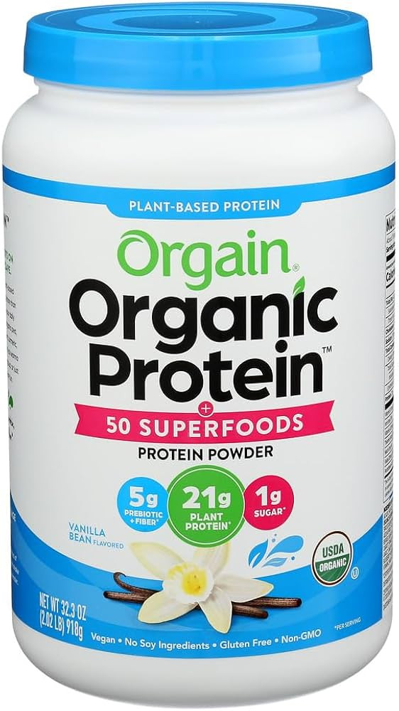 Orgain Organic Vegan Protein + 50 Superfoods Powder, Vanilla Bean - 21g Plant Based Protein, 8g P... | Amazon (US)