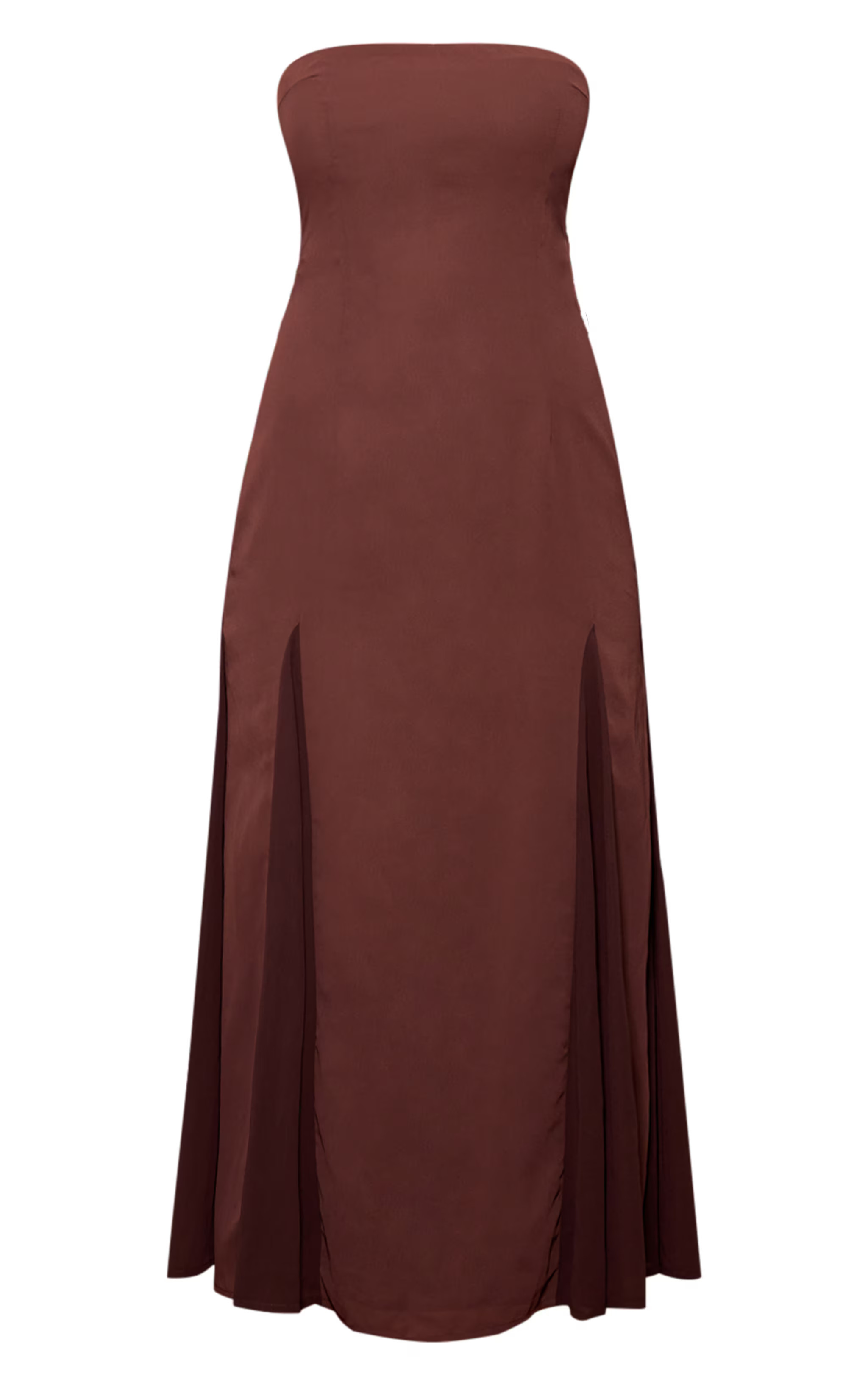Chocolate Bandeau Godet Midaxi Dress | PrettyLittleThing UK