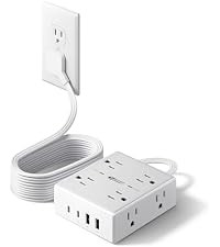 10Ft Extension Cord with Multiple Outlets, Flat Plug Surge Protector Power Strip 10 Ft Long Cord,... | Amazon (US)