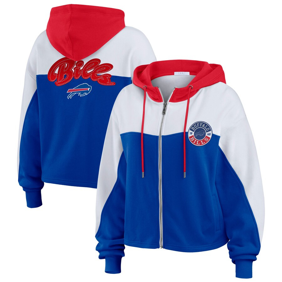 Women's Buffalo Bills WEAR by Erin Andrews Royal/White Color Block Full-Zip Hoodie | NFL Shop