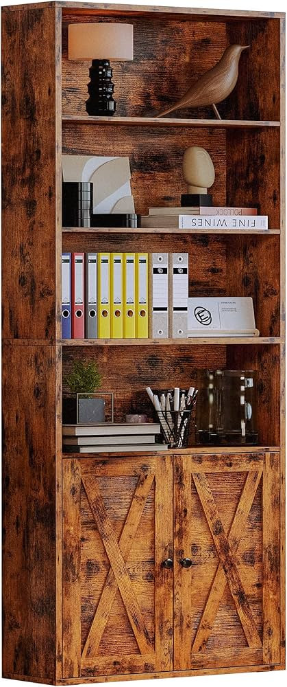 IRONCK Industrial Bookshelves and Bookcases with Doors Floor Standing 6 Shelf Display Storage She... | Amazon (US)