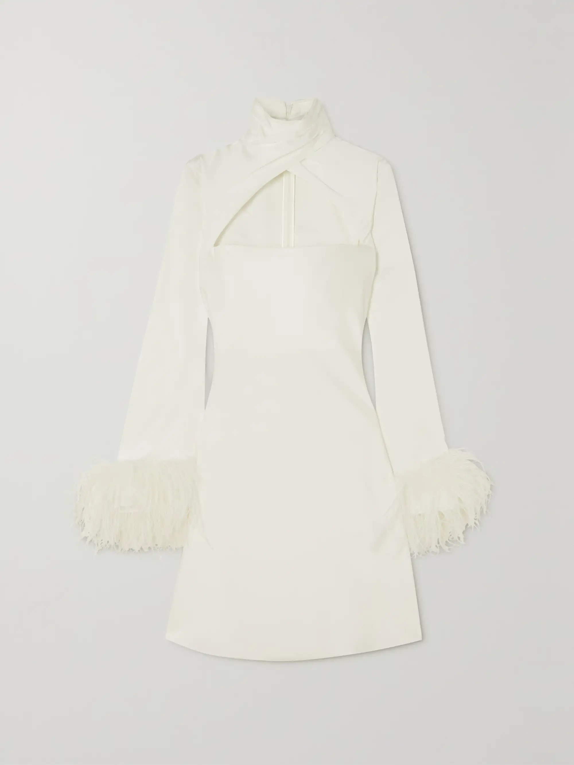 Odessa cutout feather-trimmed satin mini dress | NET-A-PORTER (US)