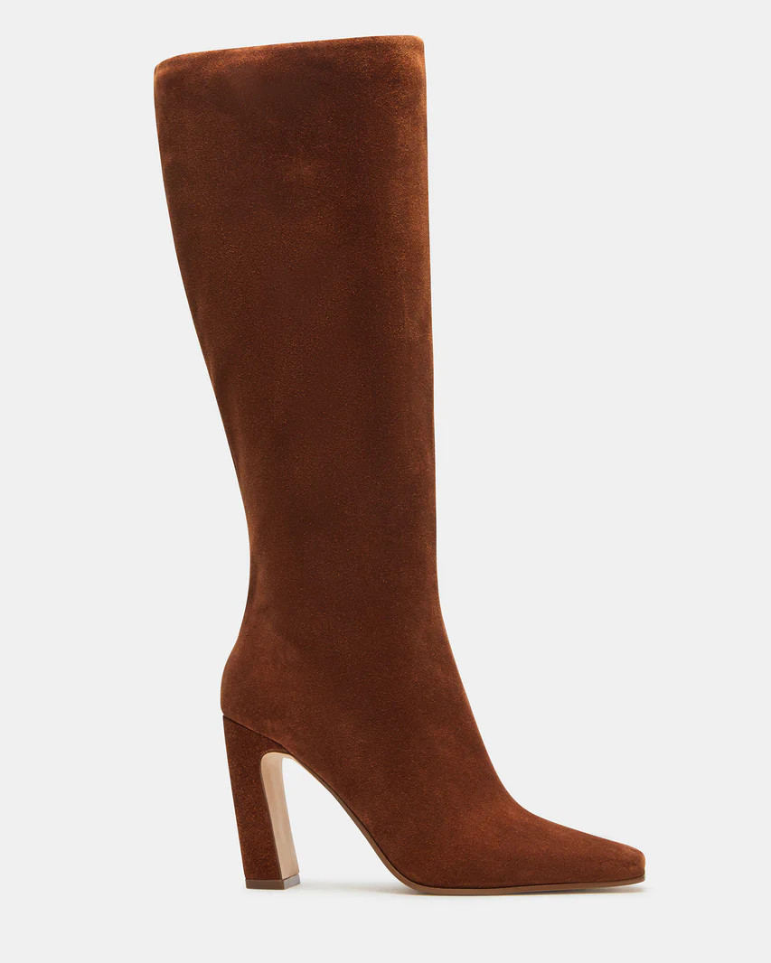 LIZETTE Cognac Suede Knee-High Boot | Women's Boots | Steve Madden (US)