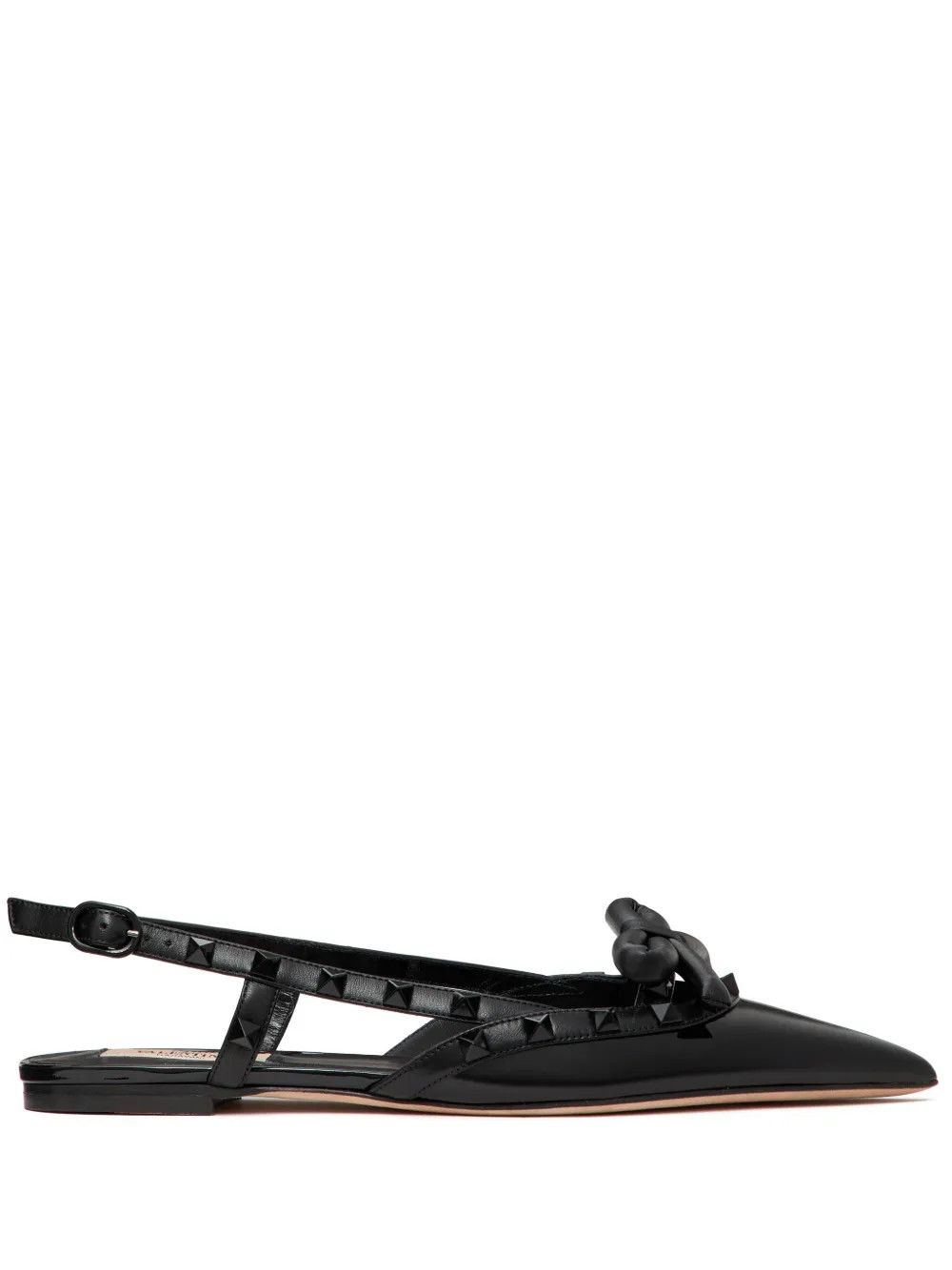 Valentino Garavani Rockstud Bow slingback ballerina shoes - Black | Farfetch Global