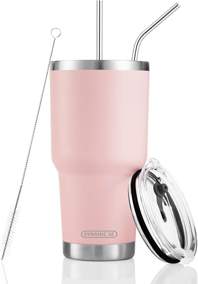 30oz Sakura Pink Tumbler Stainless Steel Double Wall Vacuum Insulated Mug with Straw and Lid, Cle... | Amazon (US)