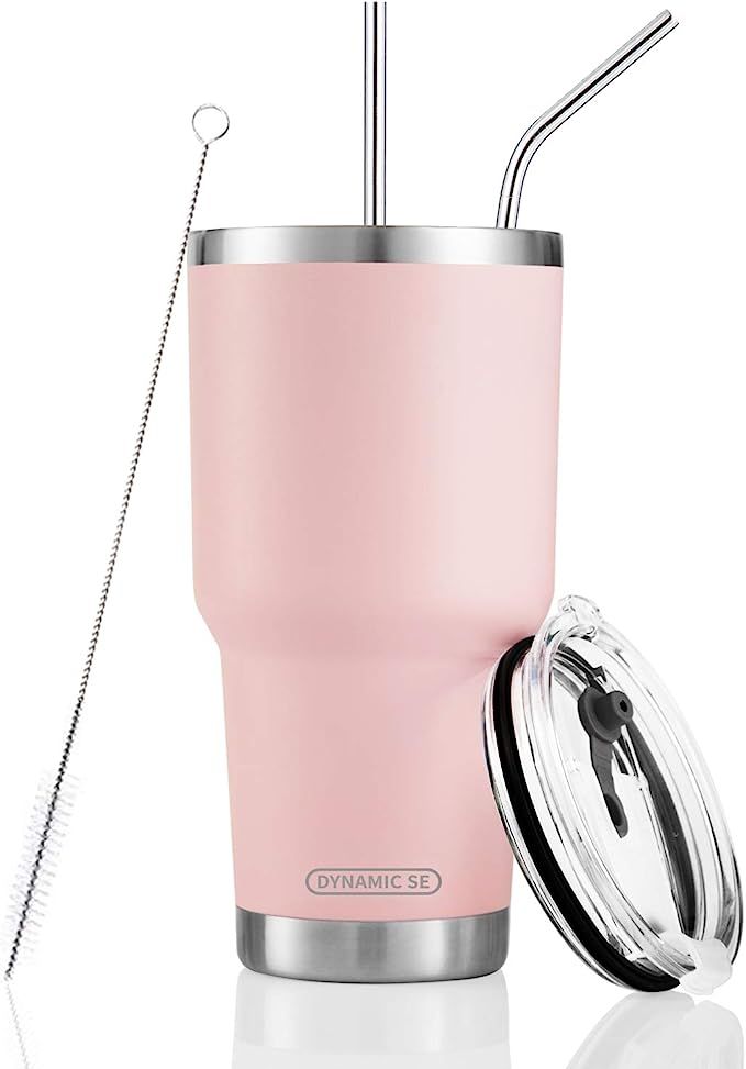 30oz Sakura Pink Tumbler Stainless Steel Double Wall Vacuum Insulated Mug with Straw and Lid, Cle... | Amazon (US)