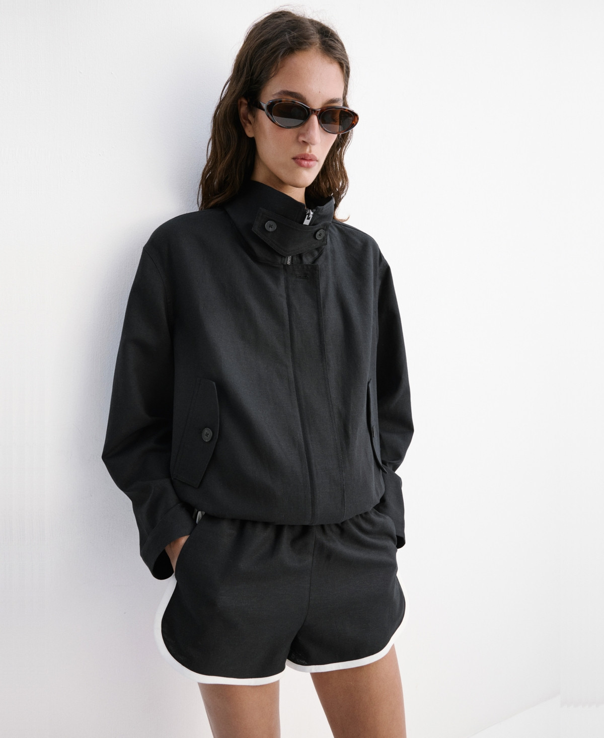 Mango Women's Funnel-Neck Bomber Jacket - Black | Macy's