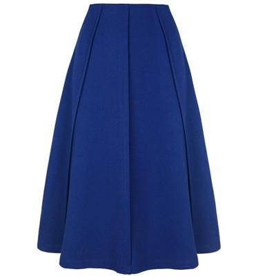 Allegra K Women's High Waist Stretch A-Line Pleated Flared Skirt Royal Blue Small | Target