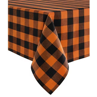 Farmhouse Living Fall Buffalo Check Tablecloth - Black/Orange - Elrene Home Fashions | Target