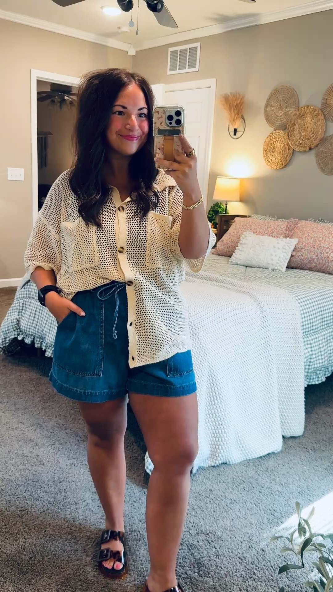 The perfect blend of casual and chic ✨ This crochet top instantly elevates your favorite denim shorts, white jeans, or flowy skirt for a look that's ready for summer.


sandals: fit true to size // wearing a 5
shorts: fit true to size // wearing a large
button up: fits true to size // wearing an XL 

 #LTKootd #LTKMidsize