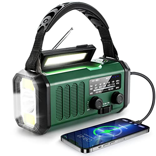 10000mAh Crank Radio, Emergency Radio, Solar Radio, NOAA/AM/FM Weather Radio, USB Type-C Charging... | Amazon (US)