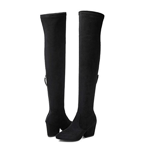 N.N.G Women's Over the Knee Boots, Black Synthetic Suede, 3 Inch Block Heel, Side Zip, Stretch Material, Classic Style for Office Evening Casual Wear, Size 11 | Amazon (US)