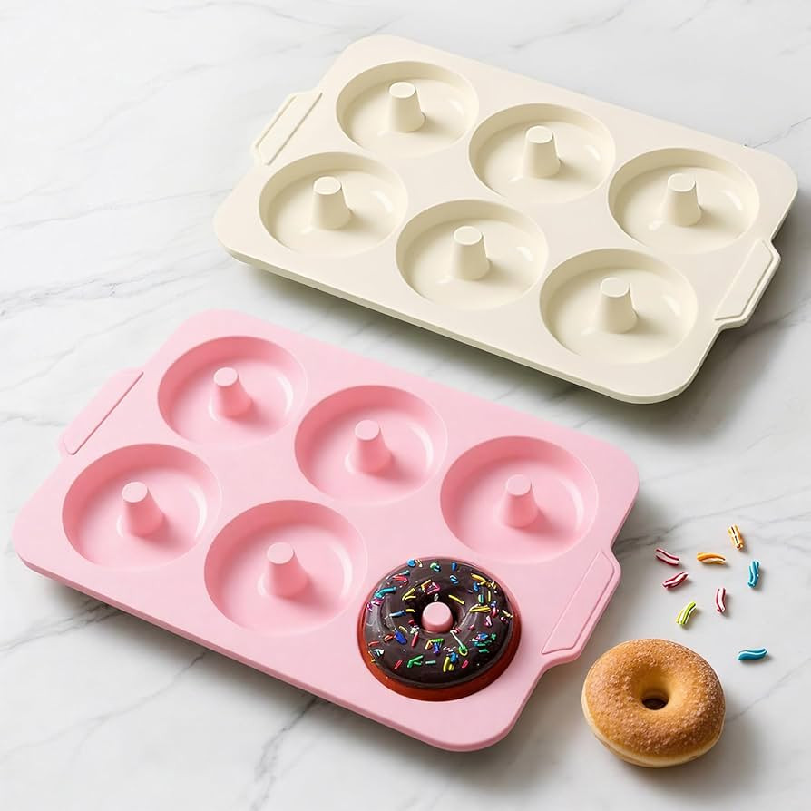 Nonstick Silicone Donut Pan: 4 Inch Large Donut Mold with Metal Frame - Bagel Doughnut Pan for Ba... | Amazon (US)