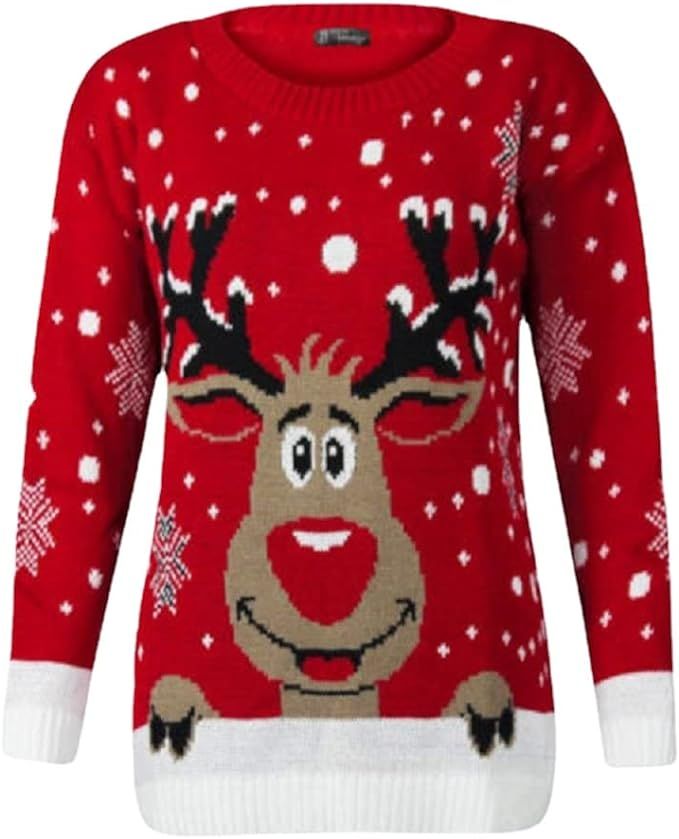 BIANDOG.US.STORE Womens Ugly Christmas Sweater Knitted Holiday Jumper Funny Christmas Reindeer Cr... | Amazon (US)