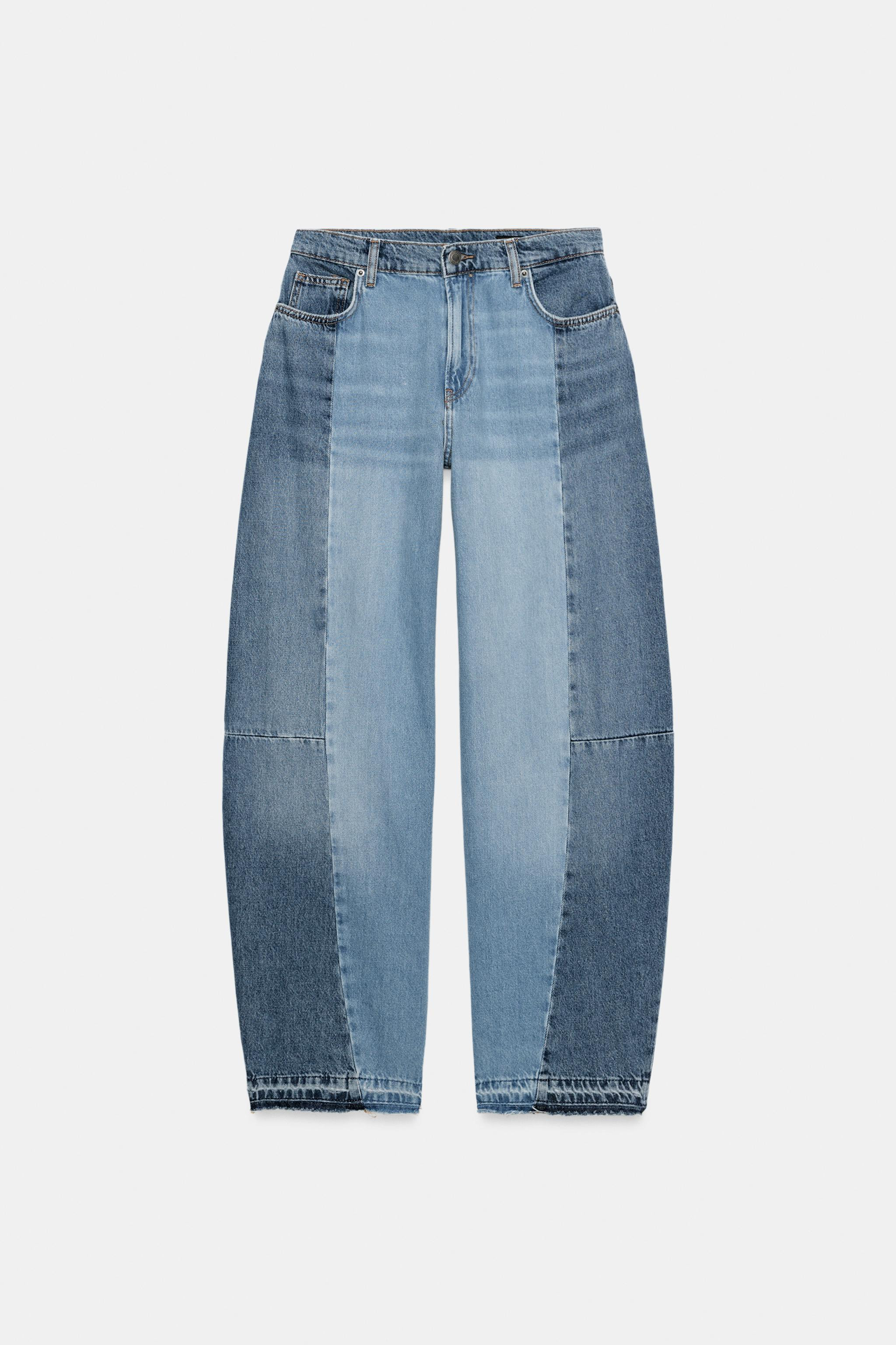 ZW COLLECTION MID-RISE PATCHWORK BARREL JEANS | Zara US