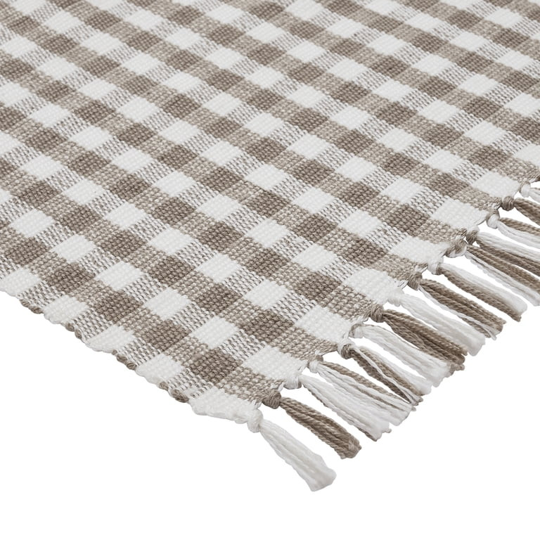 My Texas House Taupe Gingham Fringe Indoor/Outdoor Layering Rug, 38" x 58" | Walmart (US)