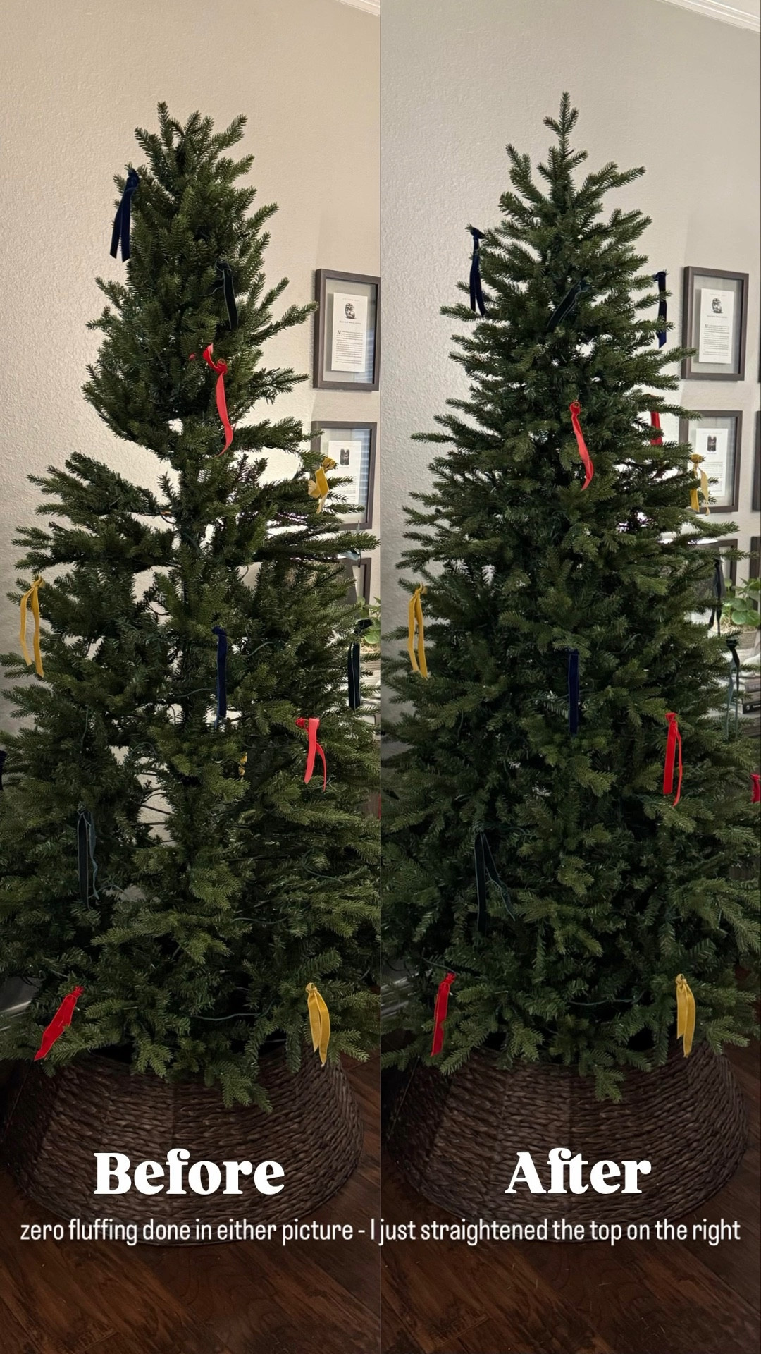 Hack to make an inexpensive cheap Christmas tree look dense and expensive Christmas decorations

#LTKSeasonal #LTKHoliday #LTKStyleTip