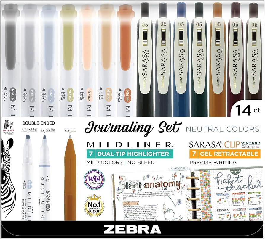 Zebra Pen Sarasa Clip Vintage and Mildliner Neutral Set, Ideal for Bible Highlighting, No Bleed, ... | Amazon (US)