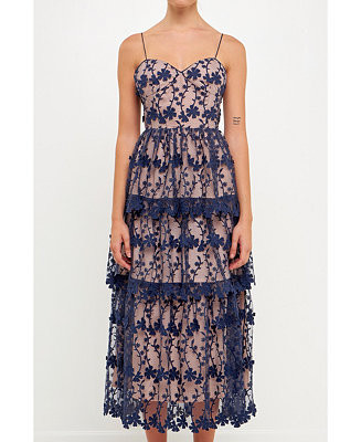 Women's Crochet Layered Midi Dress | Macy's Canada
