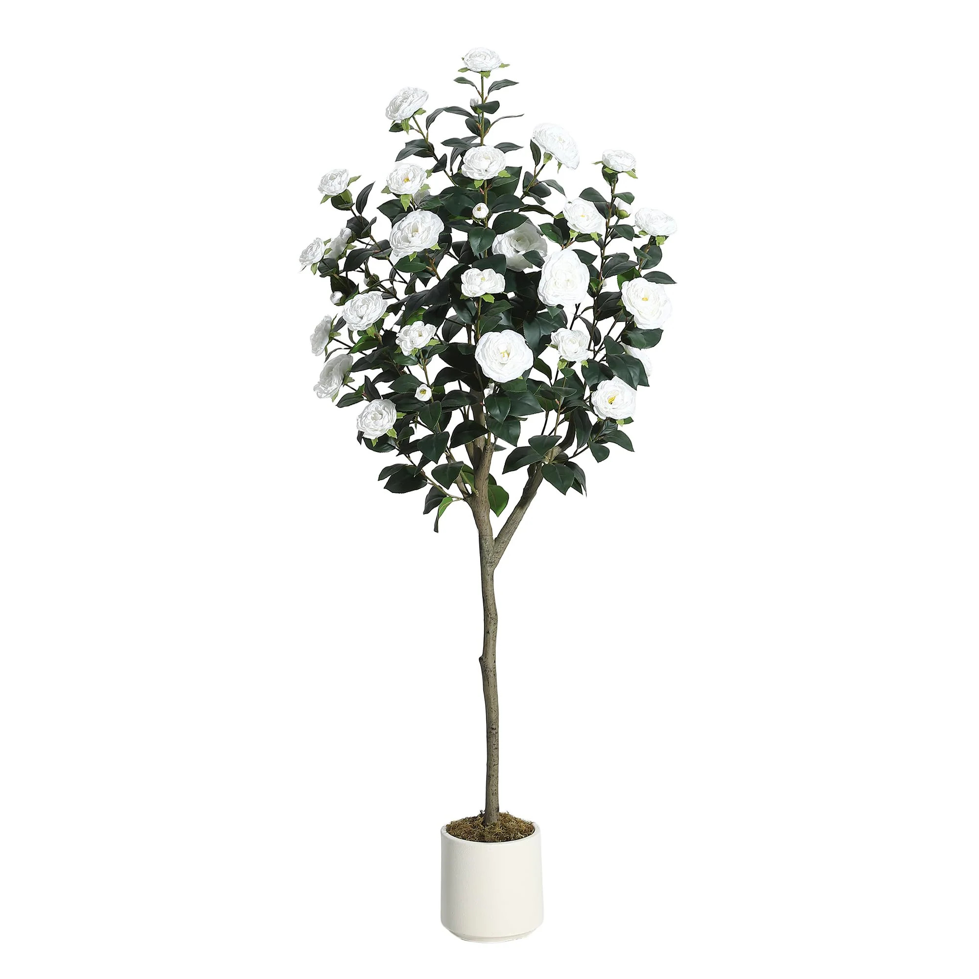 Garvee 5FT Artificial Camellia Tree with Flowers Faux Plant for Indoor Outdoor Decor Realistic Low Maintenance Potted Plant for Home Office Patio | Lowe's