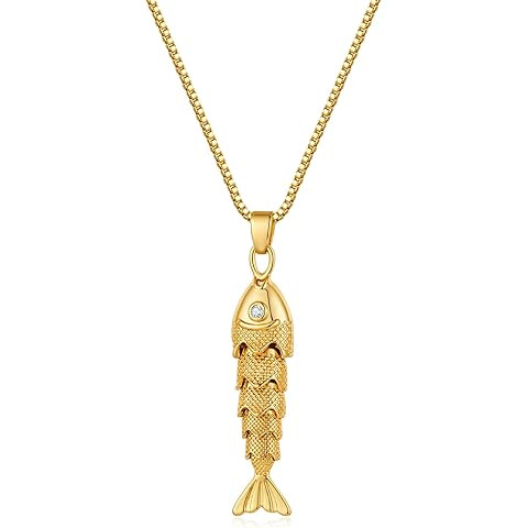 YUJIE Dainty Fish Pendant Necklace for Women 14k Gold Plated Ocean Fish Charm Necklace Summer | Amazon (US)