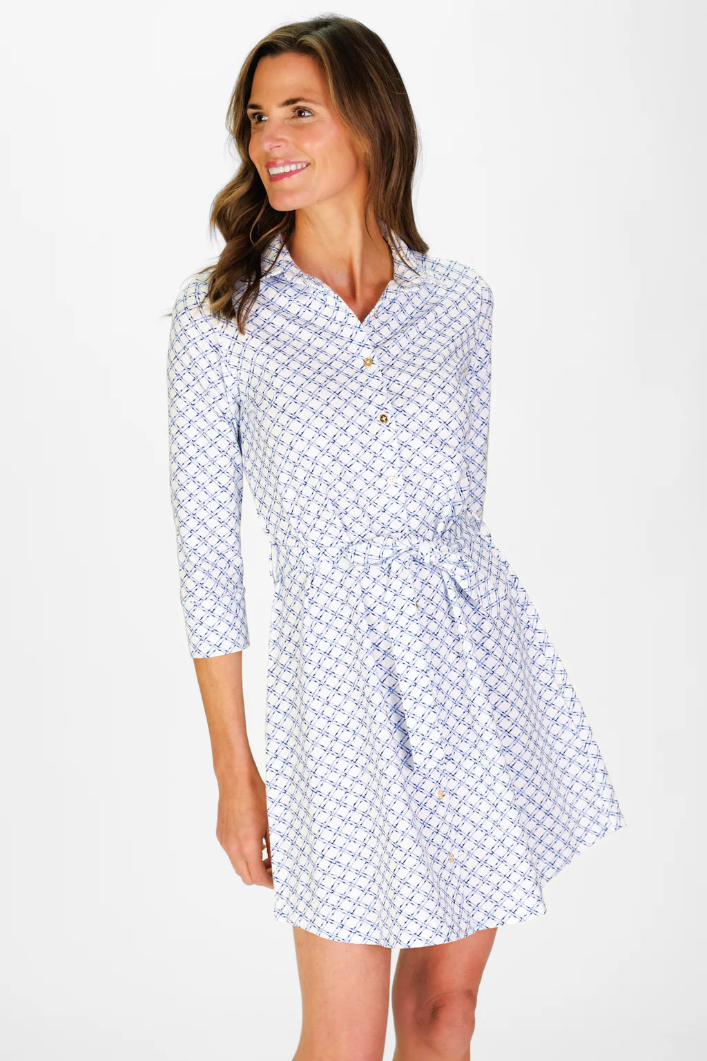 Camila Dress in Cornflower Trellis | Duffield Lane
