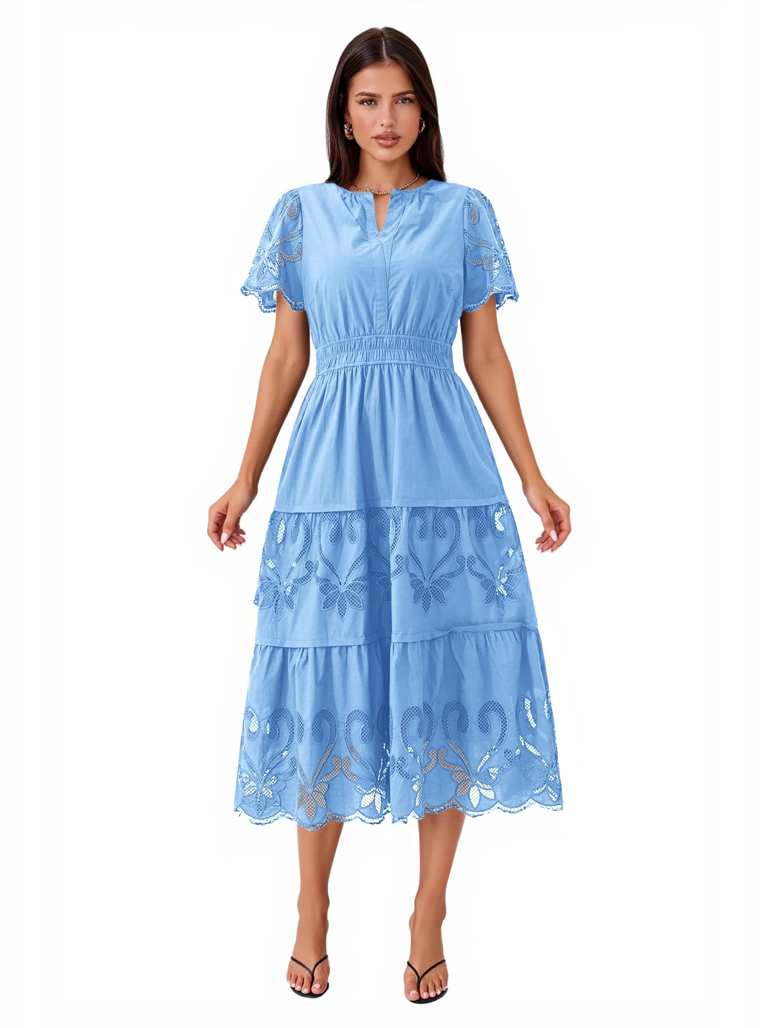 PRETTYGARDEN Women's Midi V-Neck Midi Dress, Sizes S-XXL | Walmart (US)