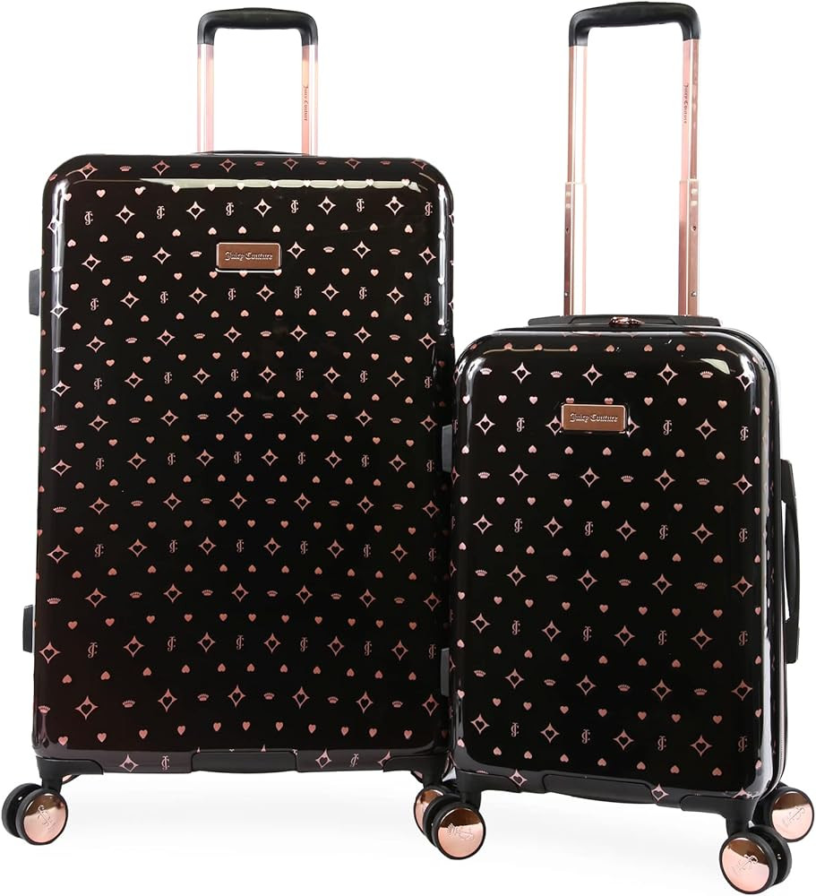 Juicy Couture Women's Arwen Spinner Luggage, Black/Rose Gold, 2pc Set | Amazon (US)