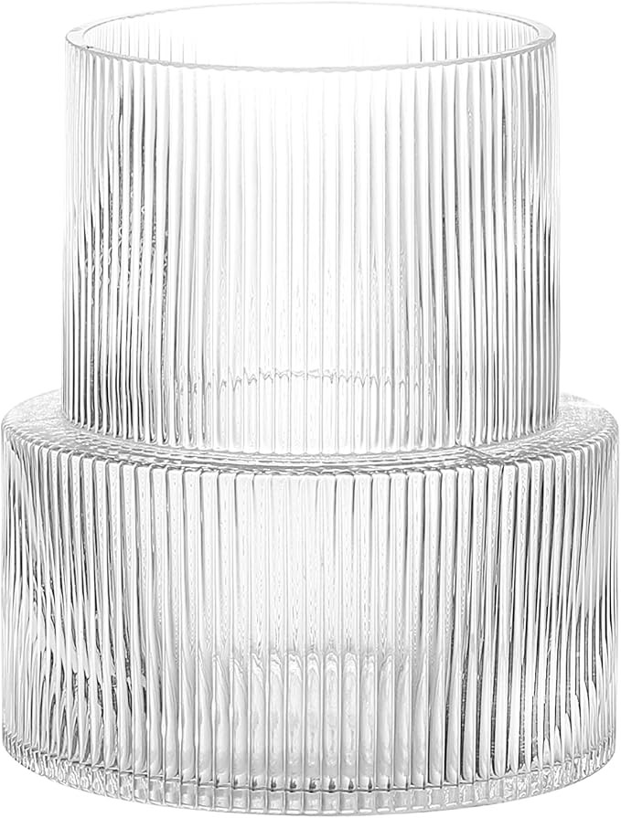 YANWE1 Clear Glass Vase, Ribbed Vase, Fluted Glass Vase, Flower Vase, Modern Vase for Centerpiece... | Amazon (US)
