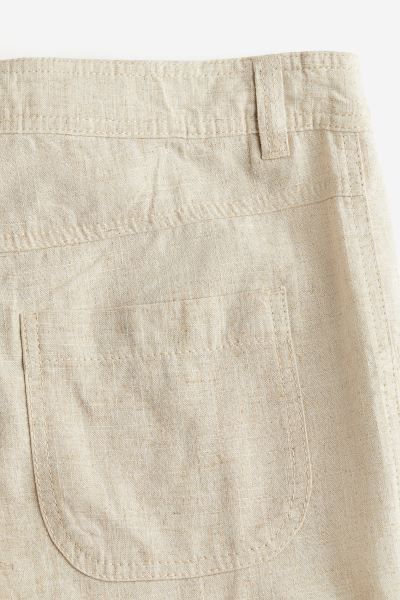 Linen-blend Straight Pants - Beige - Ladies | H&M US | H&M (US + CA)