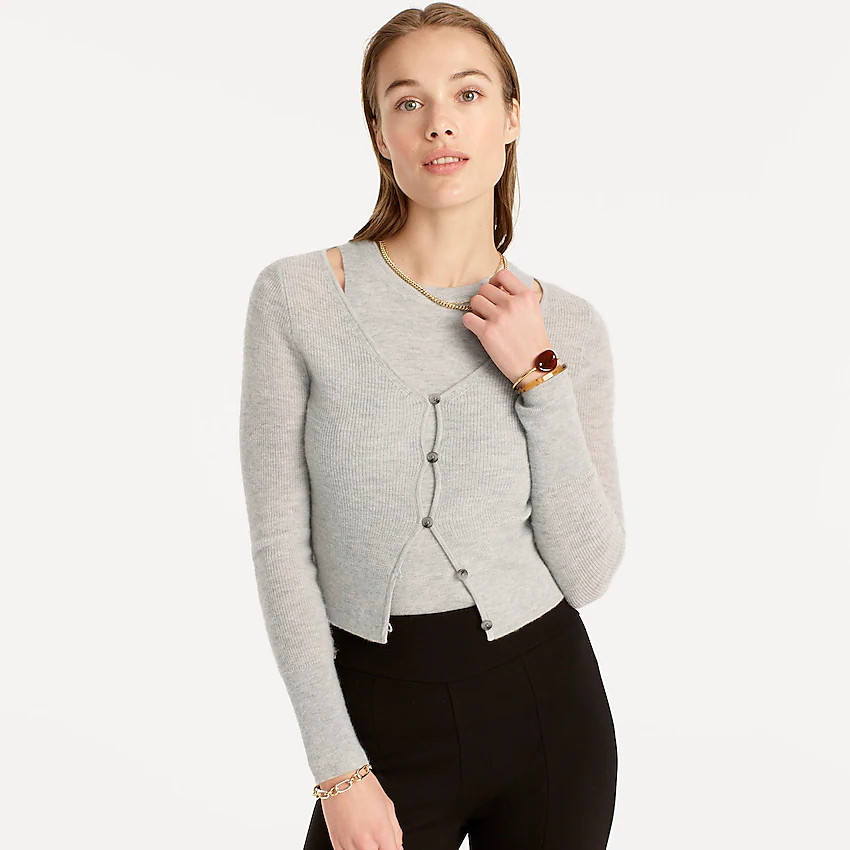 Featherweight cashmere cropped cardigan sweater | J. Crew US