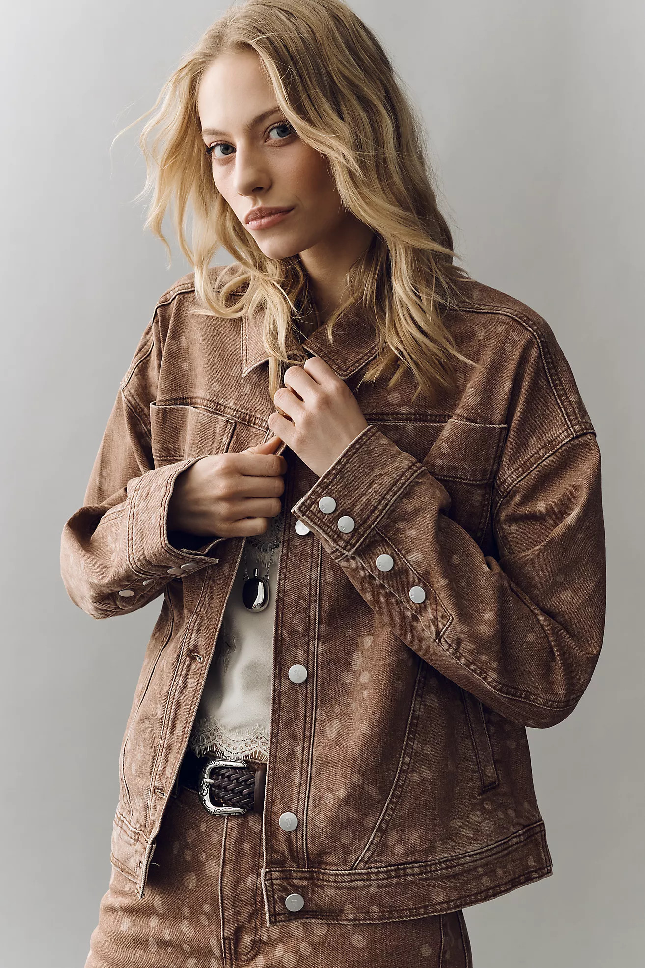 Pilcro Fawn Print Denim Jacket | Anthropologie (US)