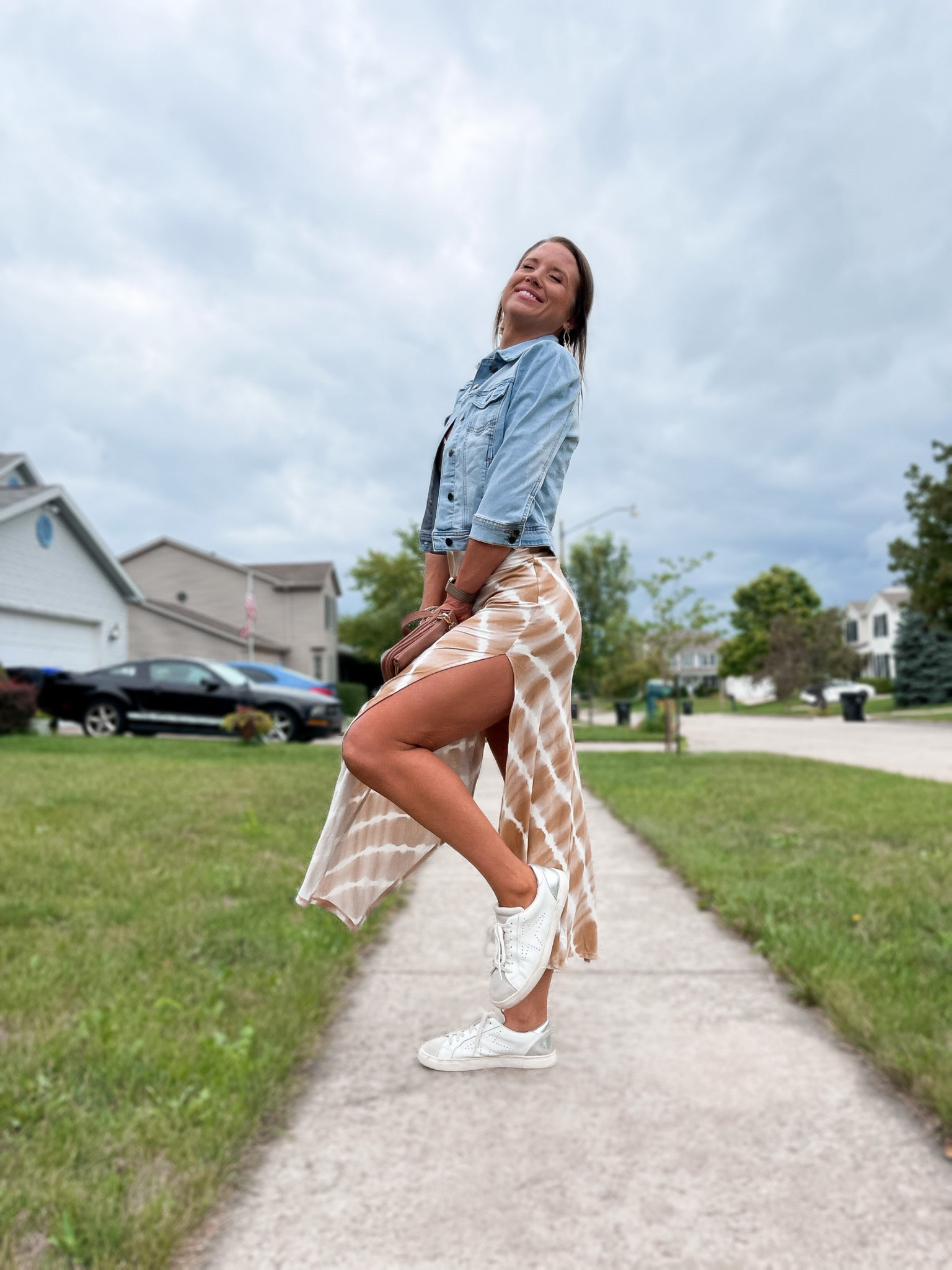 Summer to Fall transition outfit | maxi side slit dress | denim balloon sleeve Amazon find Jacket | Steve Madden shoes | accessories 

#looksforless #maxidressstyle #summertofall #amazonfinds #salefinds 

#LTKsalealert #LTKunder50 #LTKSeasonal