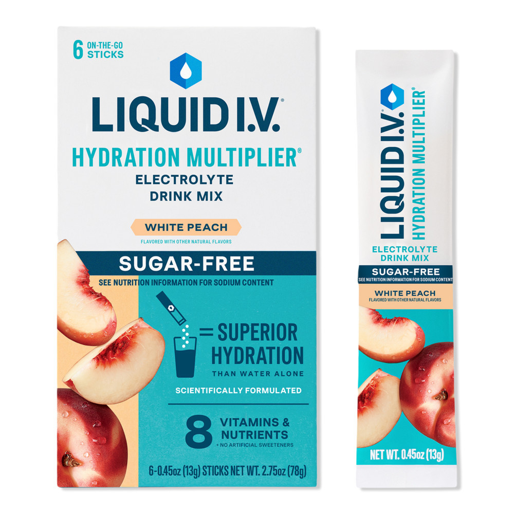 LIQUID I.V. Hydration Multiplier Electrolyte Drink Mix Sugar Free White Peach - 6 ct | Ulta