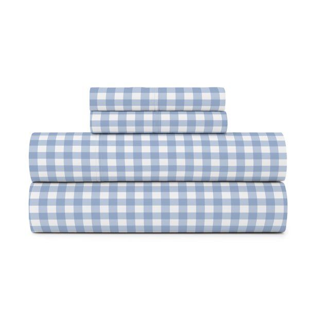 Gap Home Gingham Organic Cotton Blend Sheet Set, Twin, Blue, 3-Pieces - Walmart.com | Walmart (US)