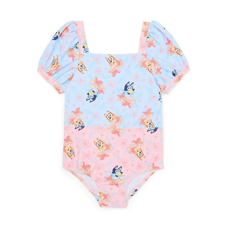 Character Toddler Girl Puff- Sleeve One- Piece Swimsuit, Sizes 12M-5T | Walmart (US)