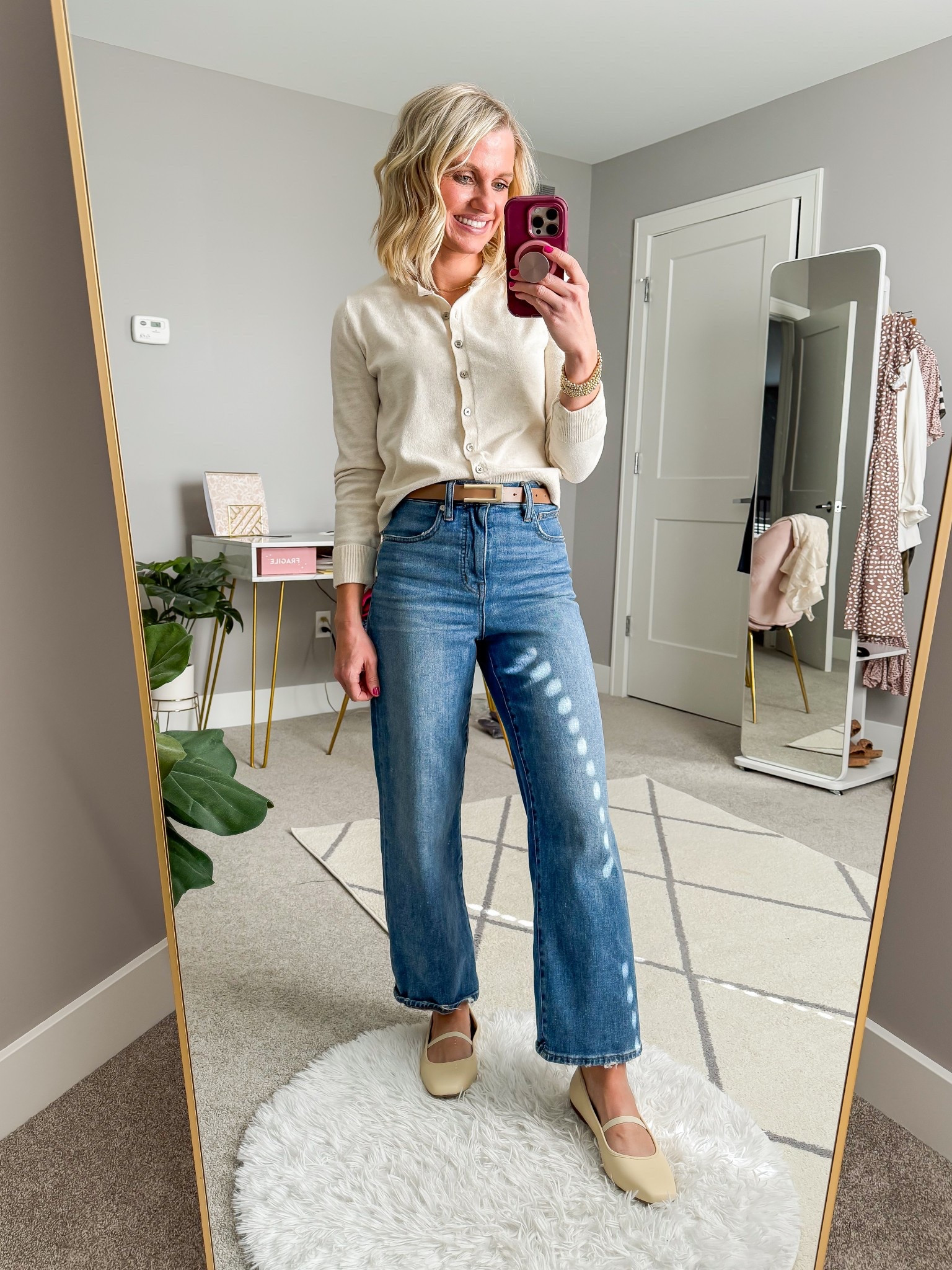 What I wore as a 40-year old mom of 2! Sweater- small || jeans- thrifted, brand is Madewell high rise cropped slim wide leg  

#LTKPetite #LTKOver40 #LTKStyleTip