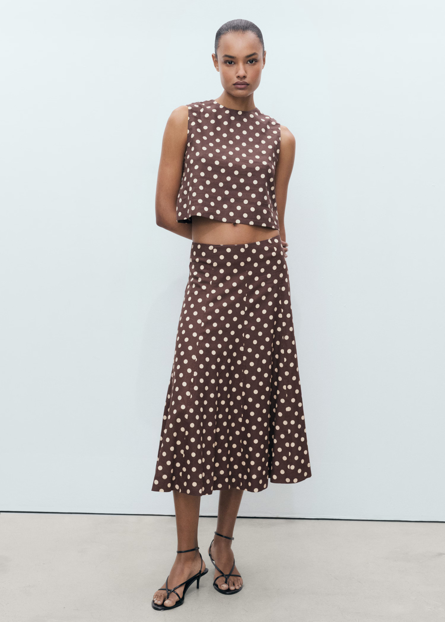 Polka-dot linen crop top - Women | MANGO USA | Mango (US/MX/AU)