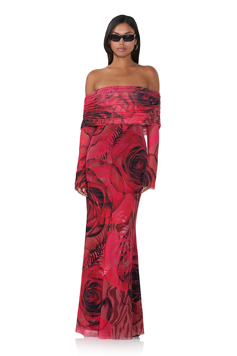 Thelma Maxi Dress - Placed Large Rose | ShopAFRM