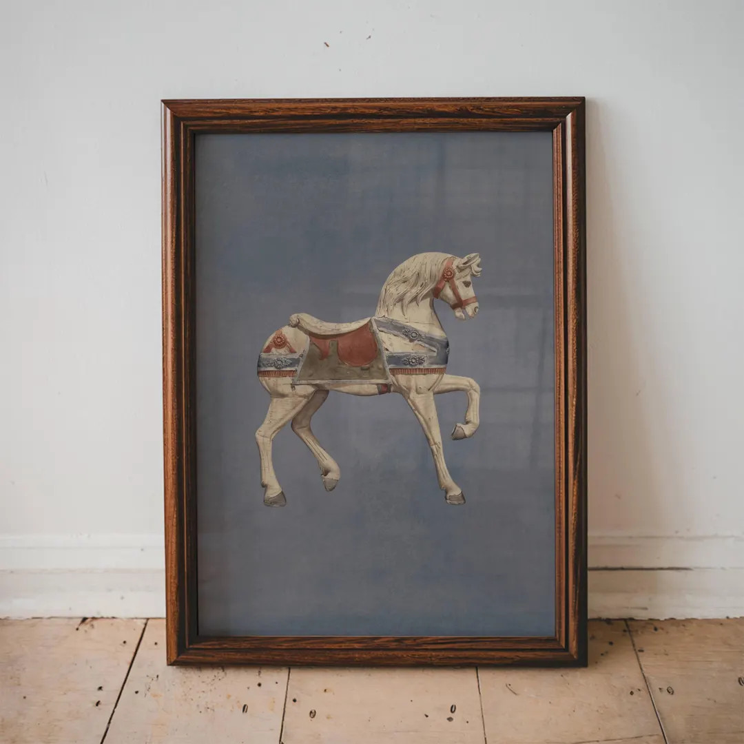 Vintage Horse Painting for Toddler Boy Room Wall Decor Classic Carousel Style for Baby Boy Nurser... | Etsy (US)